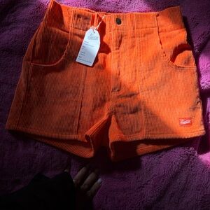Orange Corduroy Women's Shorts